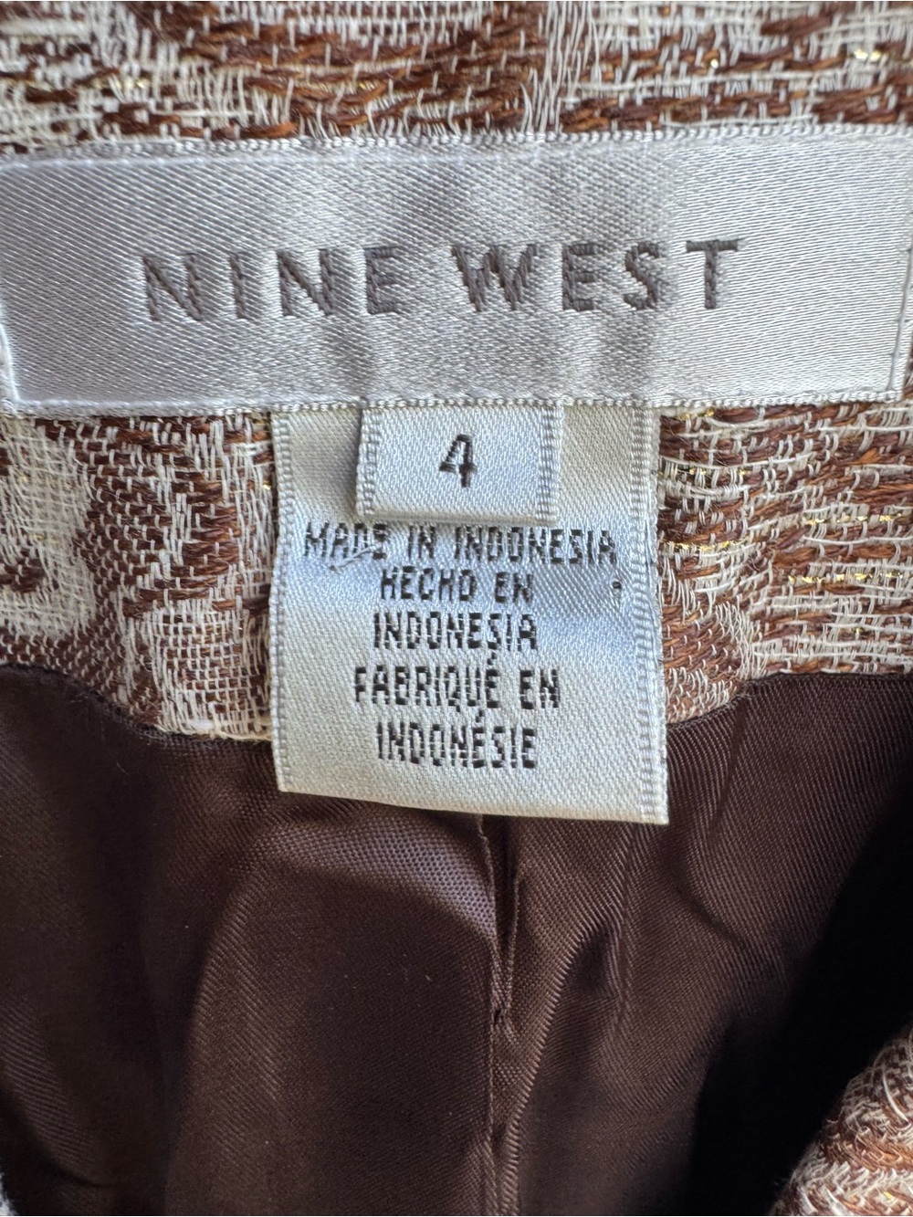 Nine West Women's linen blend Floral Textured Brown & Cream Blazer 4 NWT - Picture 8 of 10
